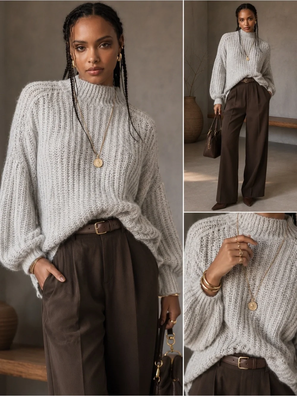 Anthropologie Pilcro Long Line Cable Tunic Sweater Ivory Small Wool/Linen Blend